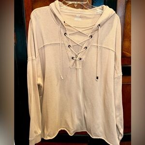 Aerie Pink Lace-Up Sweatshirt